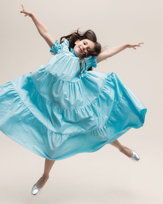 Sky blue tiered dress