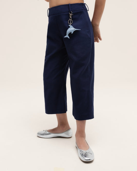 Wool cropped pants with charm