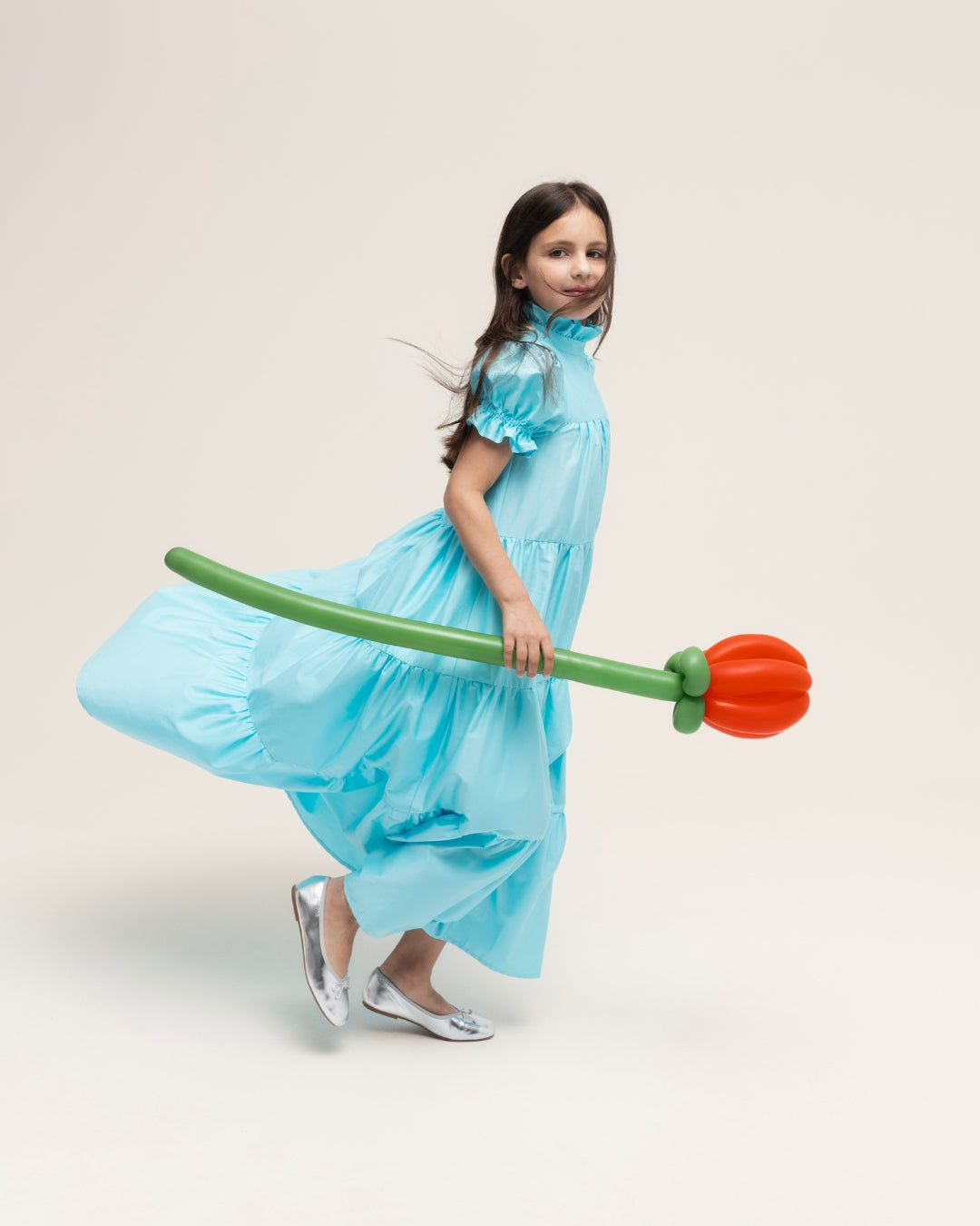 Sky blue tiered dress