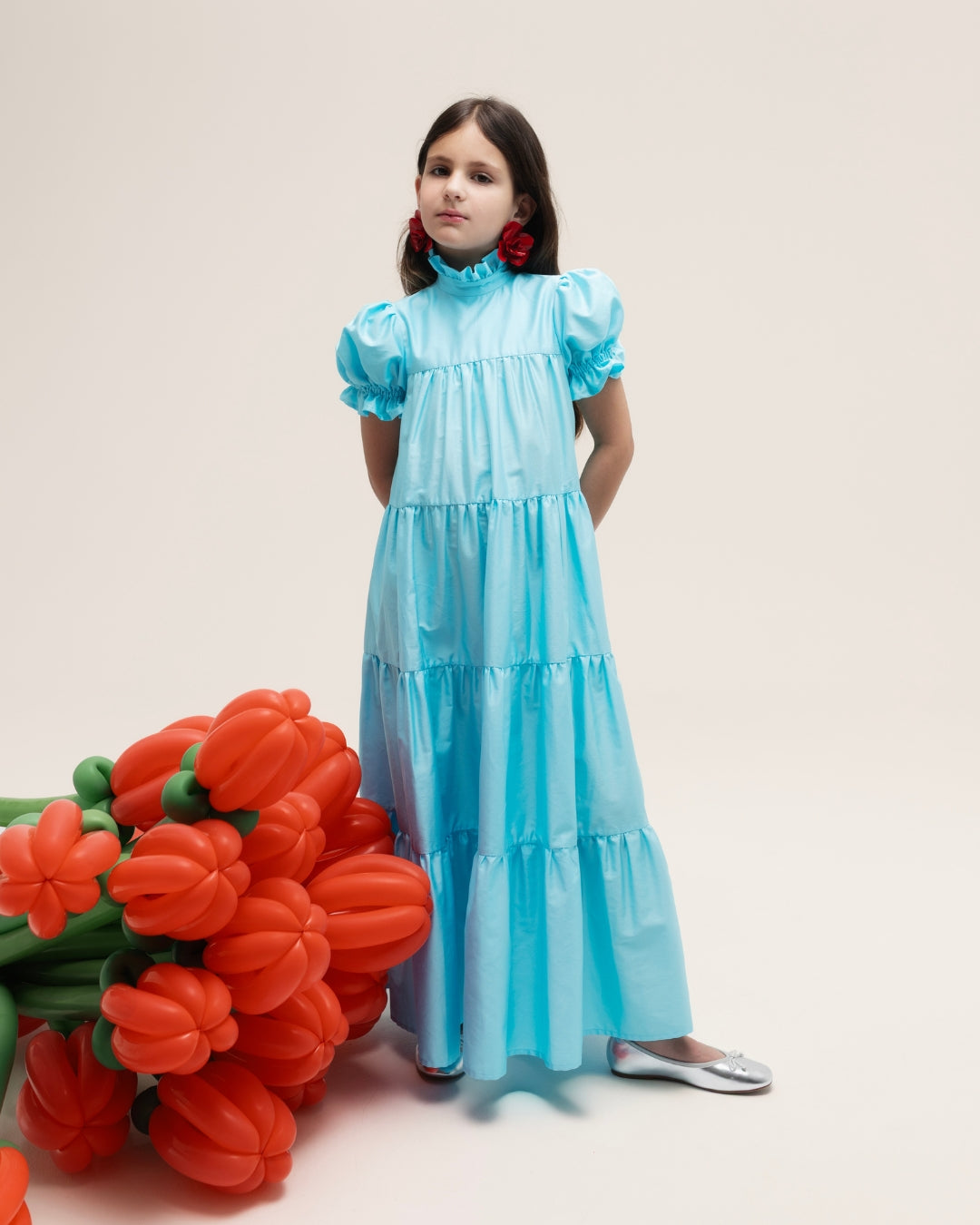Sky blue tiered dress